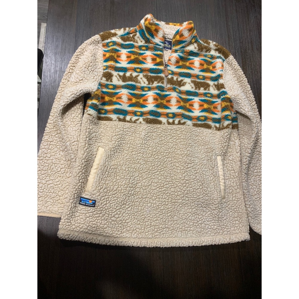 Simply Southern Aztec Bear Sherpa Pullover XL